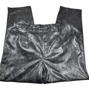 Carolina Blues Snakeskin Print Faux Leather Pants‎ Black Womens 20W Retro NWOT